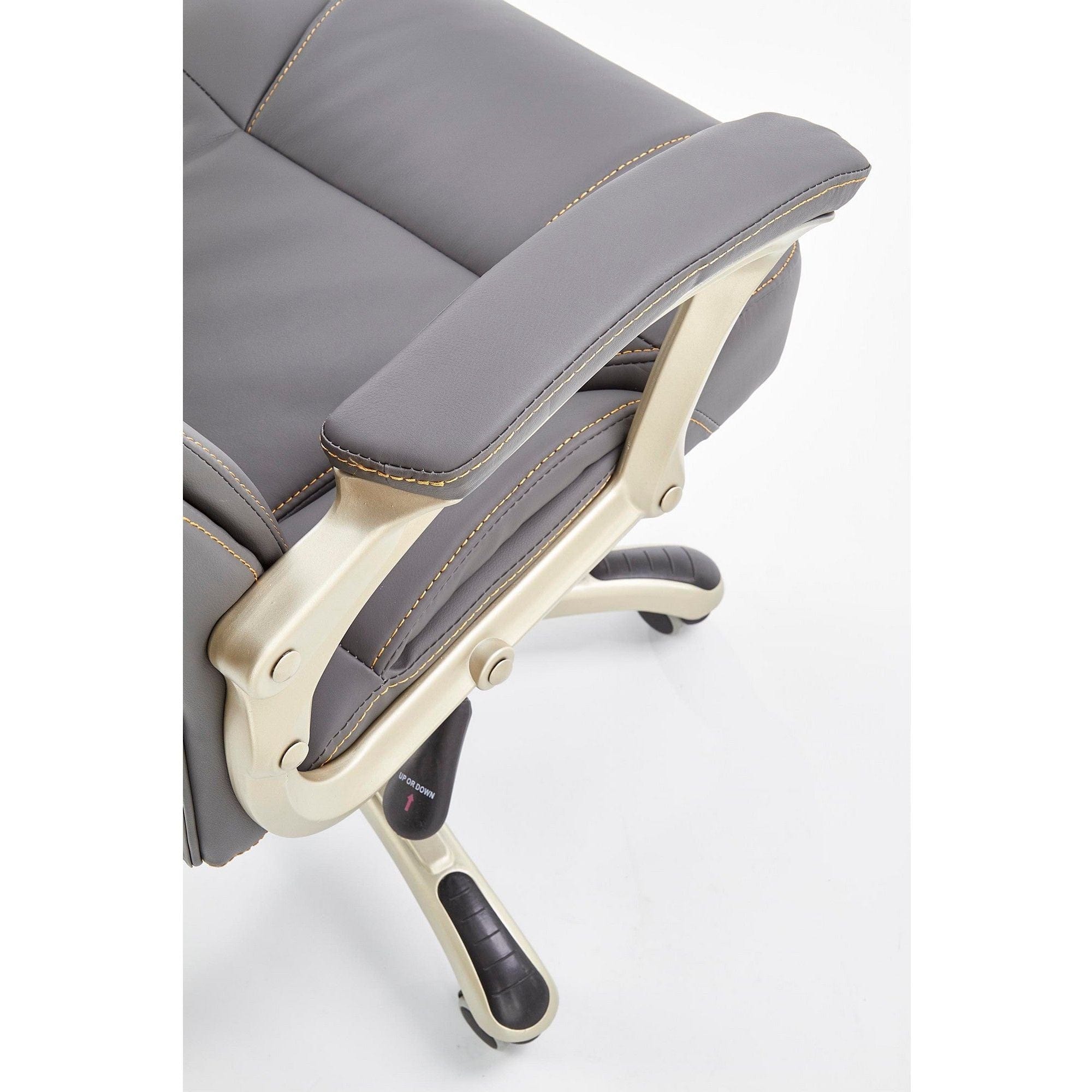 Scaun directorial DESMOND, gri, piele ecologica/cauciuc, 67x70x112/119 cm
