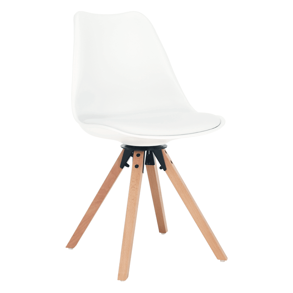 Scaun ETOSA, alb/fag, piele ecologica/plastic/lemn, 48x58x83 cm