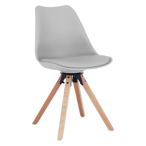 Scaun ETOSA, gri deschis/fag, piele ecologica/plastic/lemn, 48x58x83 cm