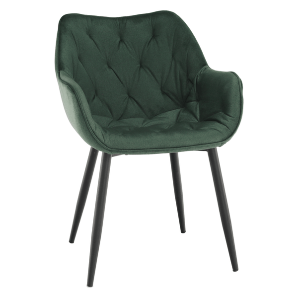 Scaun FEDRIS, verde/negru, textil/catifea/metal, 58x68x80 cm