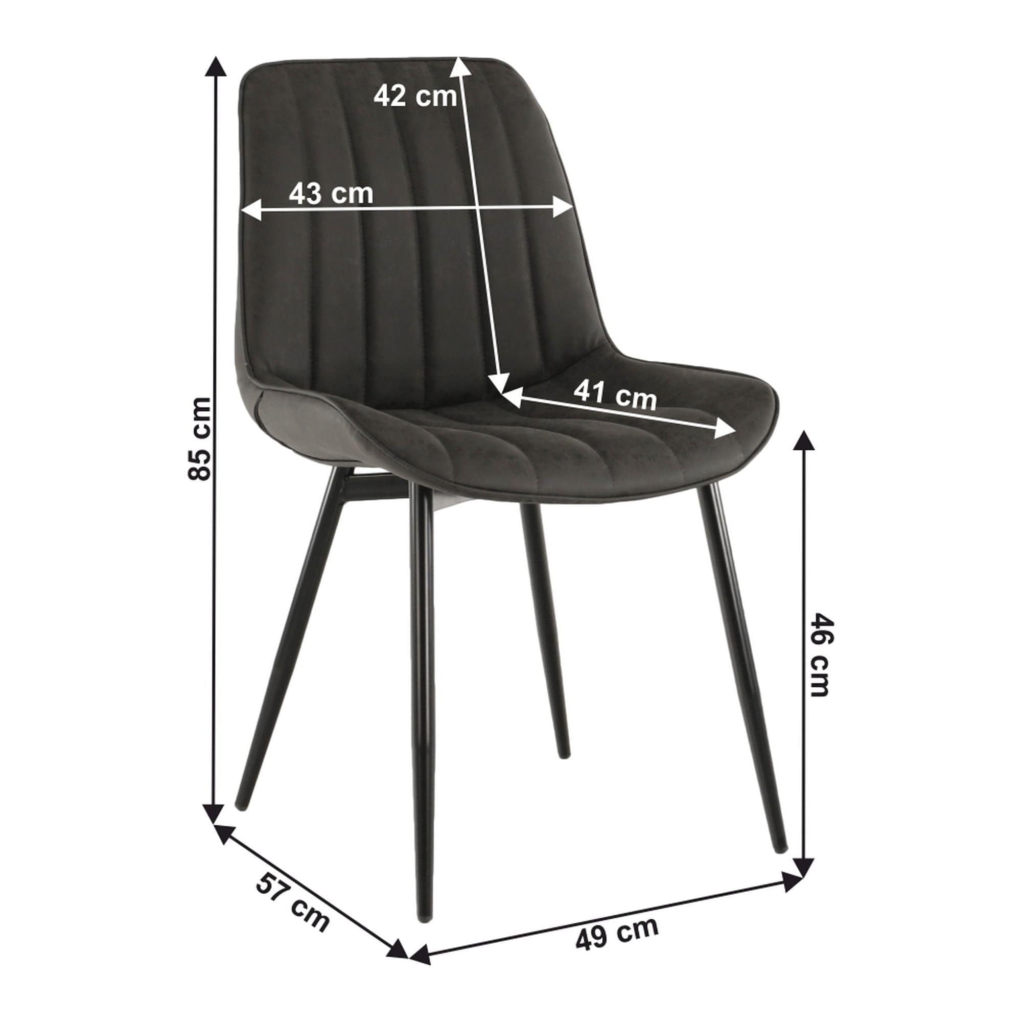 Scaun HAZAL, gri inchis/negru, piele ecologica/metal, 49x85x57 cm