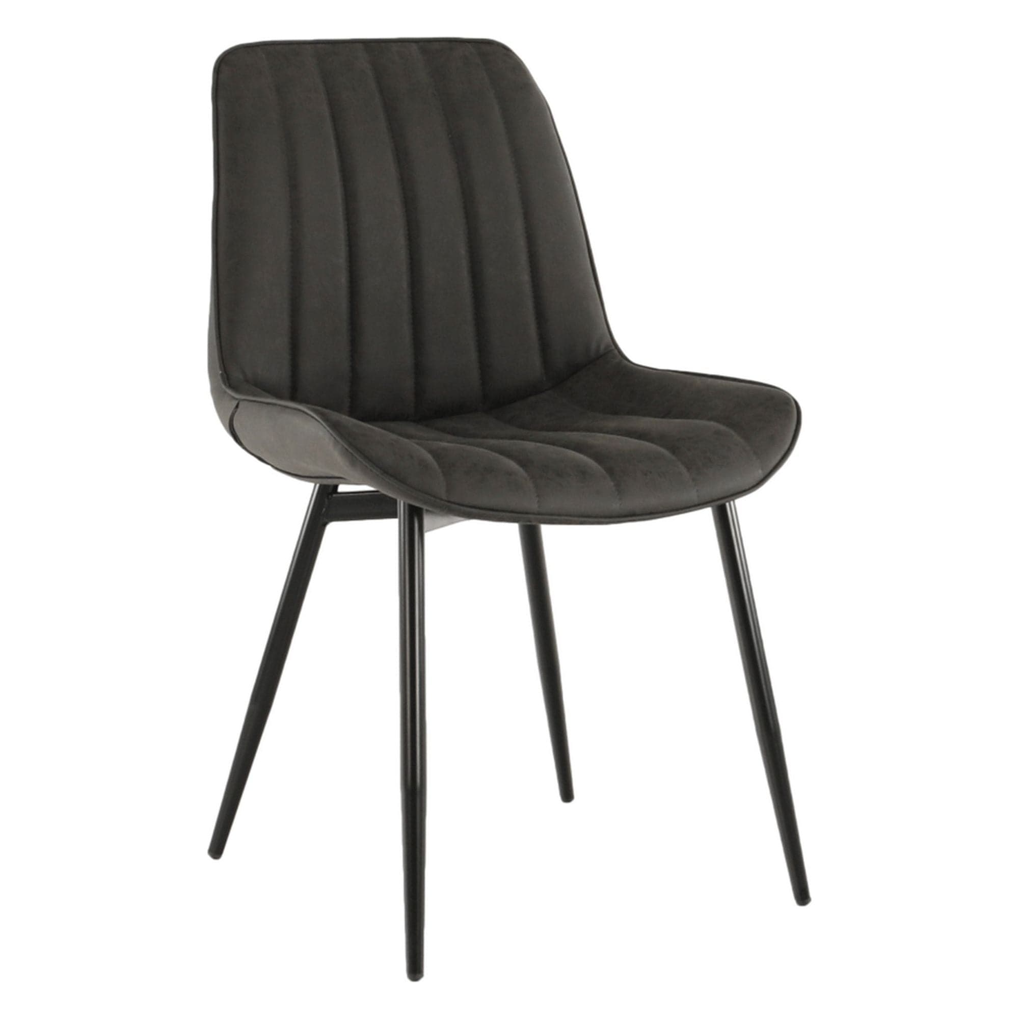 Scaun HAZAL, gri inchis/negru, piele ecologica/metal, 49x85x57 cm