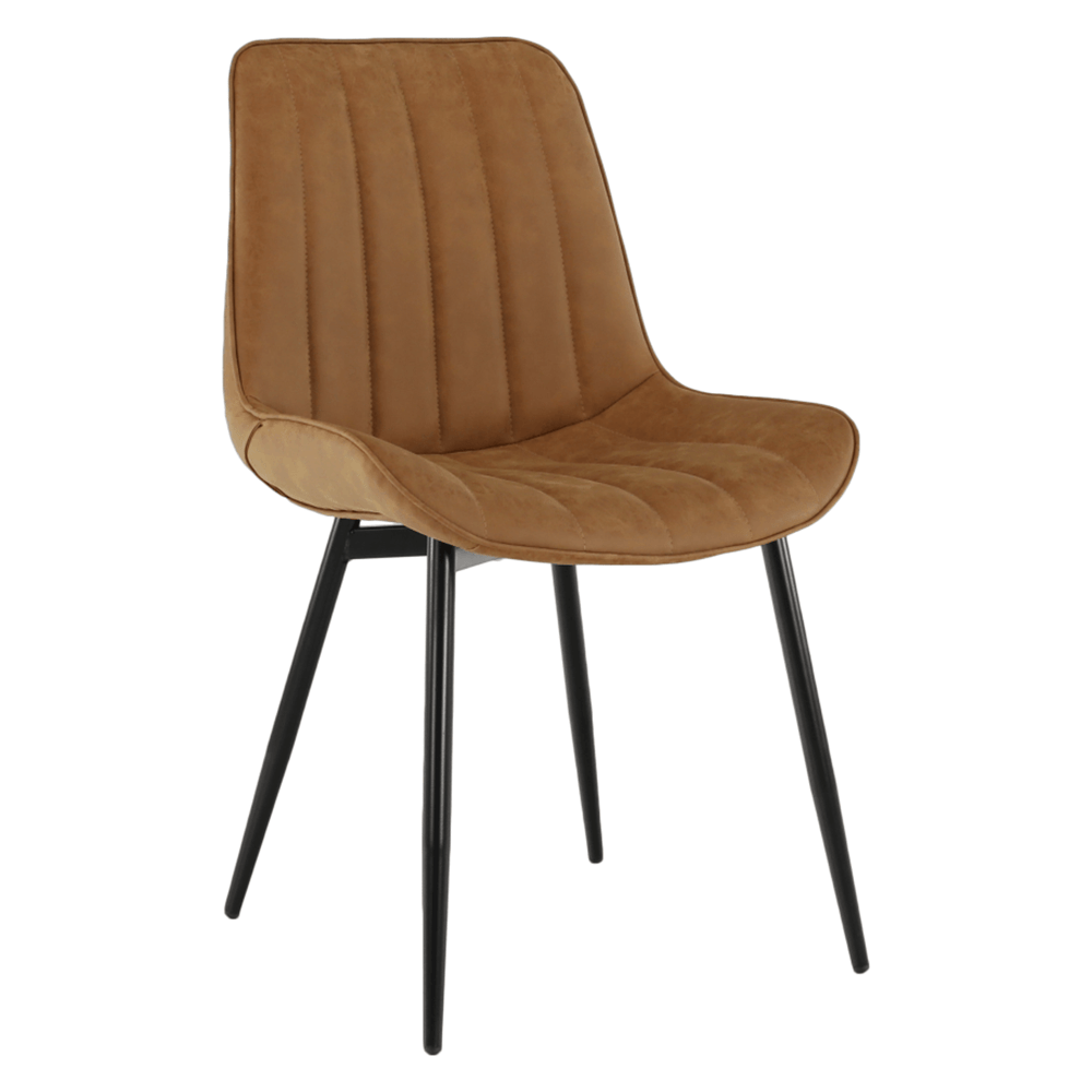 Scaun HAZAL, maro camel/negru, piele ecologica/metal, 49x57x85 cm
