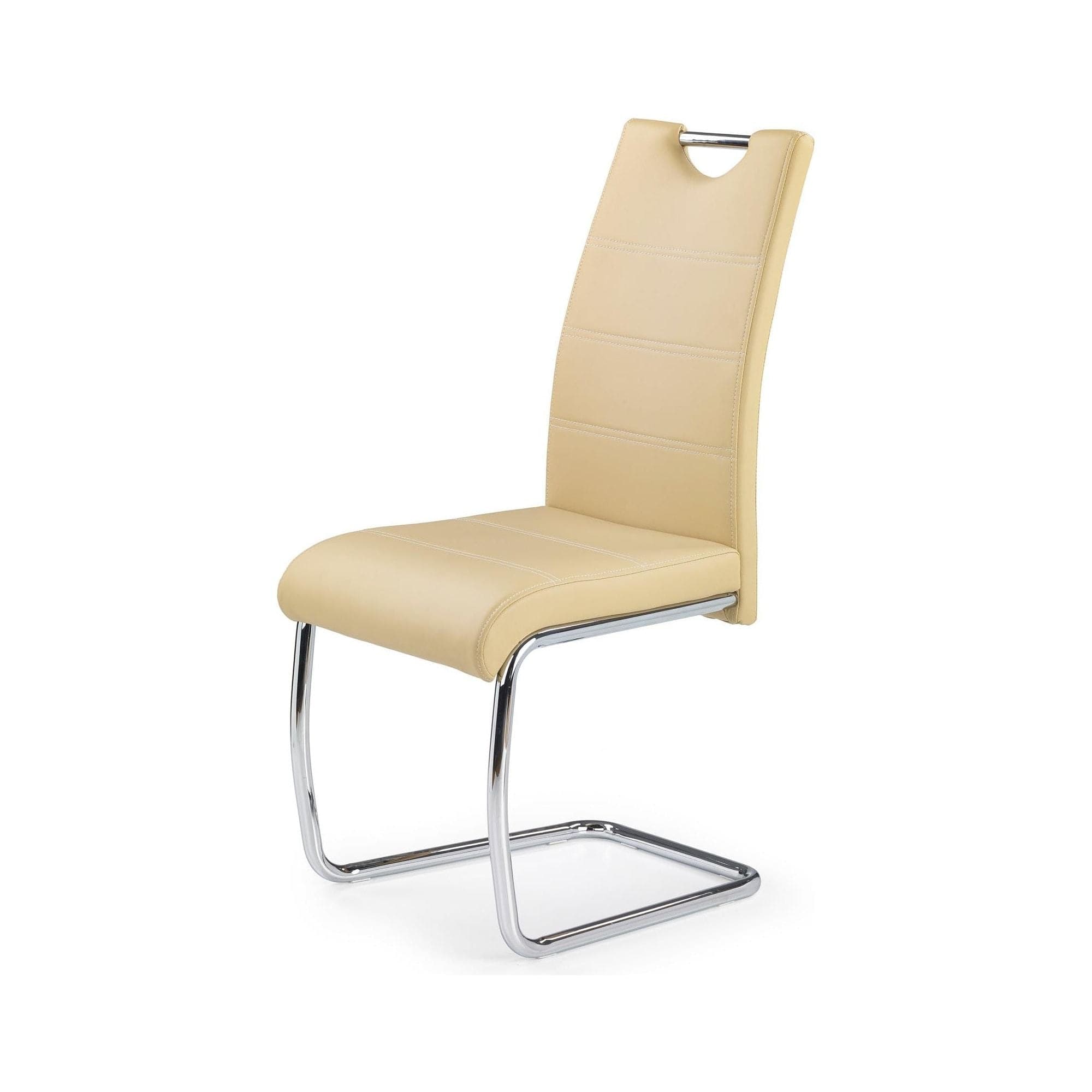 Scaun K211, bej/crom, piele ecologica/metal, 42x60x97 cm