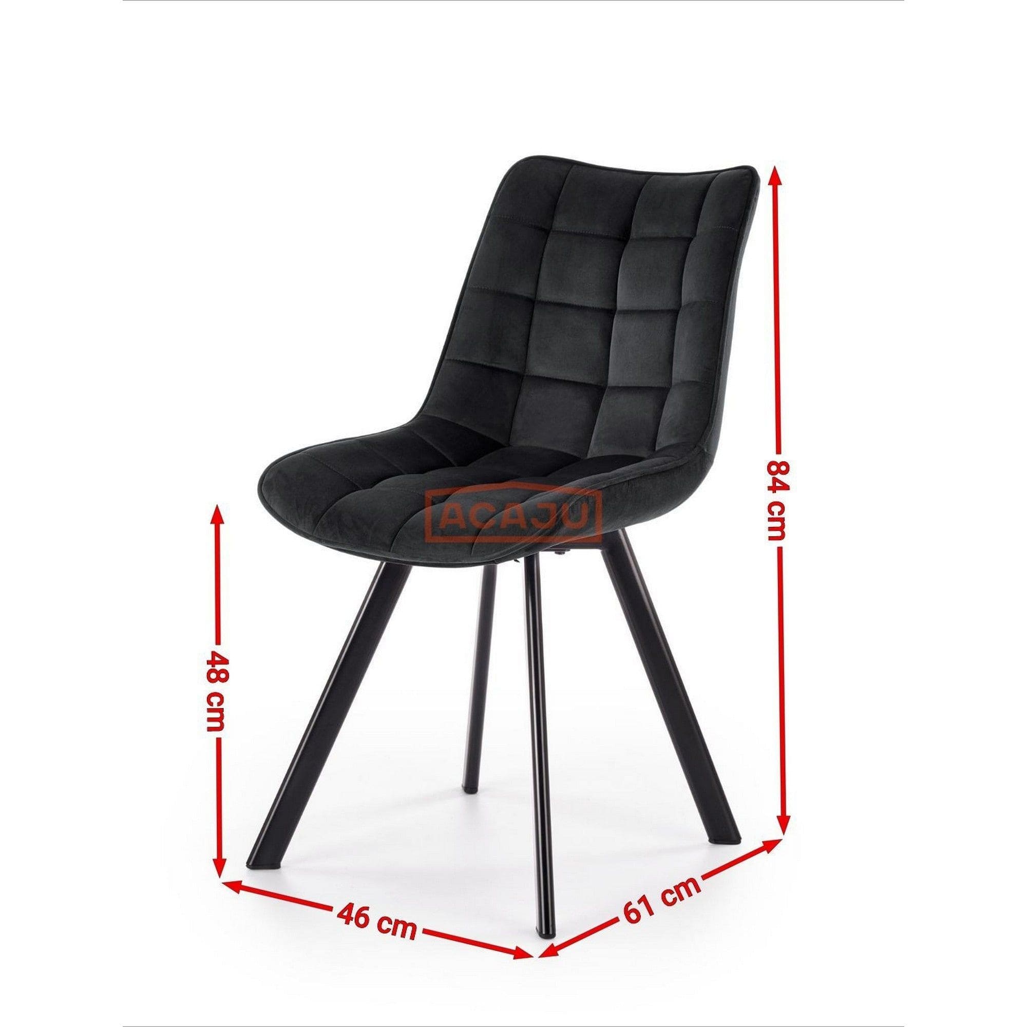 Scaun K332, albastru inchis/negru, stofa catifelata/metal, 46X61X84 CM