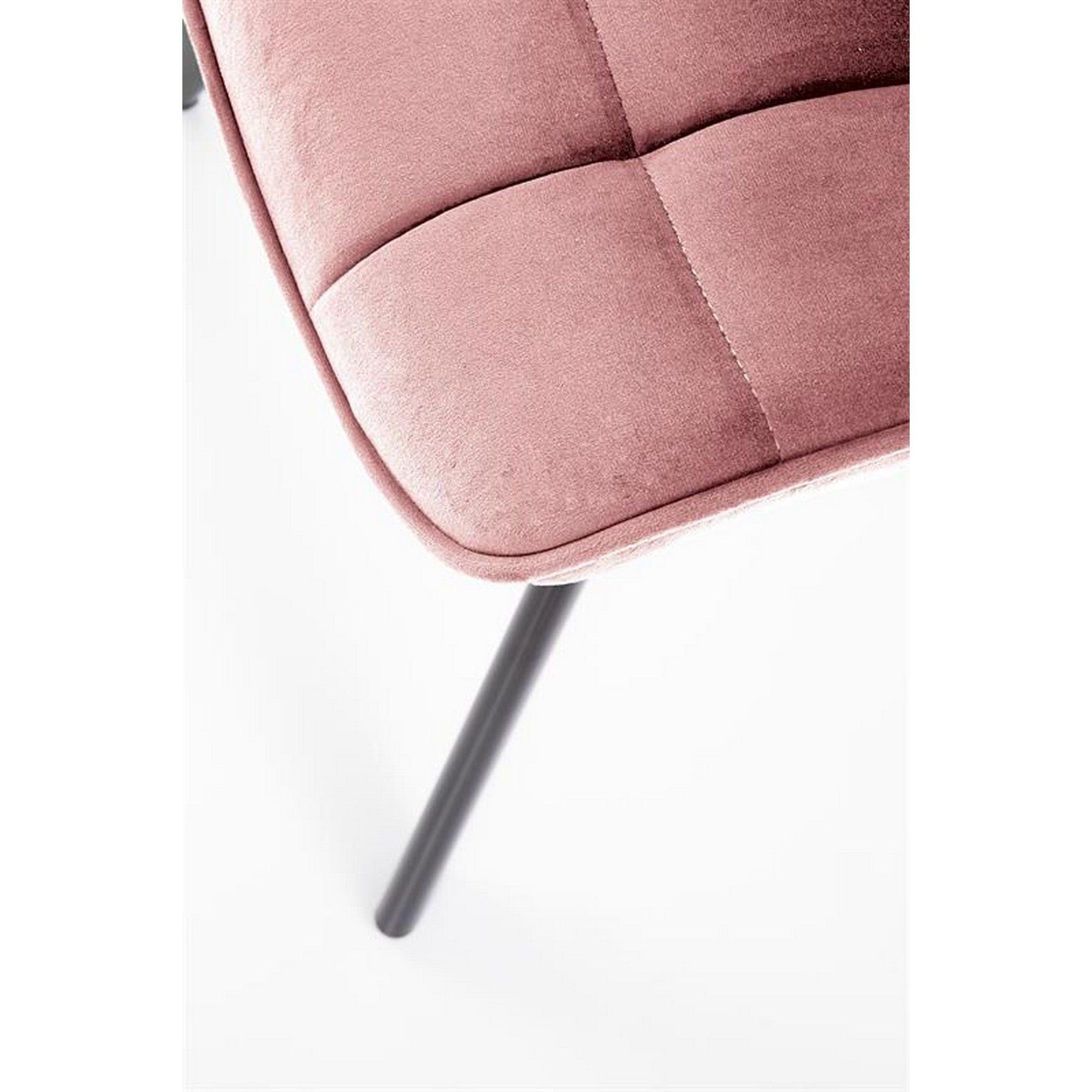 Scaun K332, roz/negru, stofa catifelata/metal, 46x61x84 cm