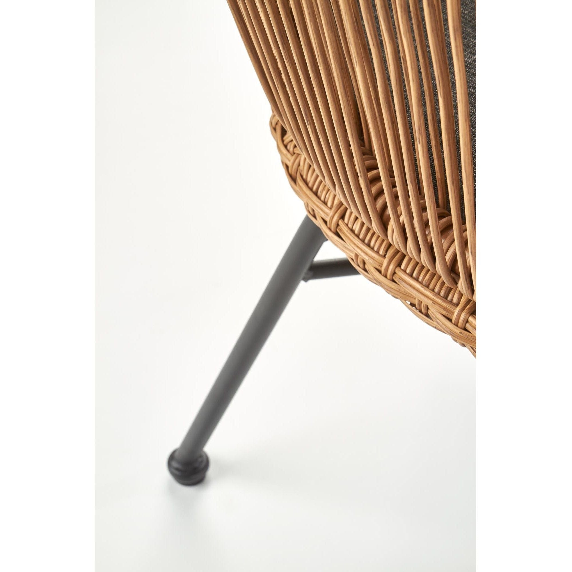 Scaun K400, gri/bej/negru, stofa/rattan sintetic/otel, 55x47x74 cm