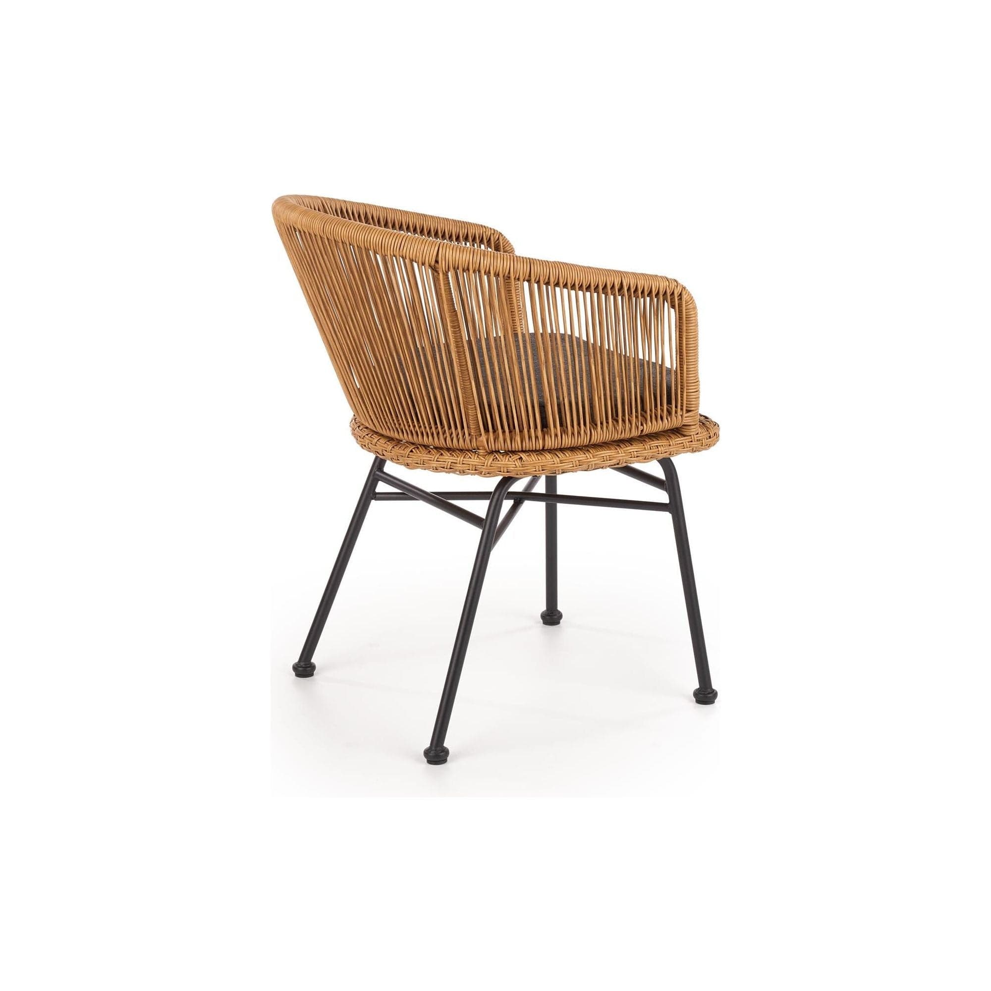 Scaun K400, gri/bej/negru, stofa/rattan sintetic/otel, 55x47x74 cm