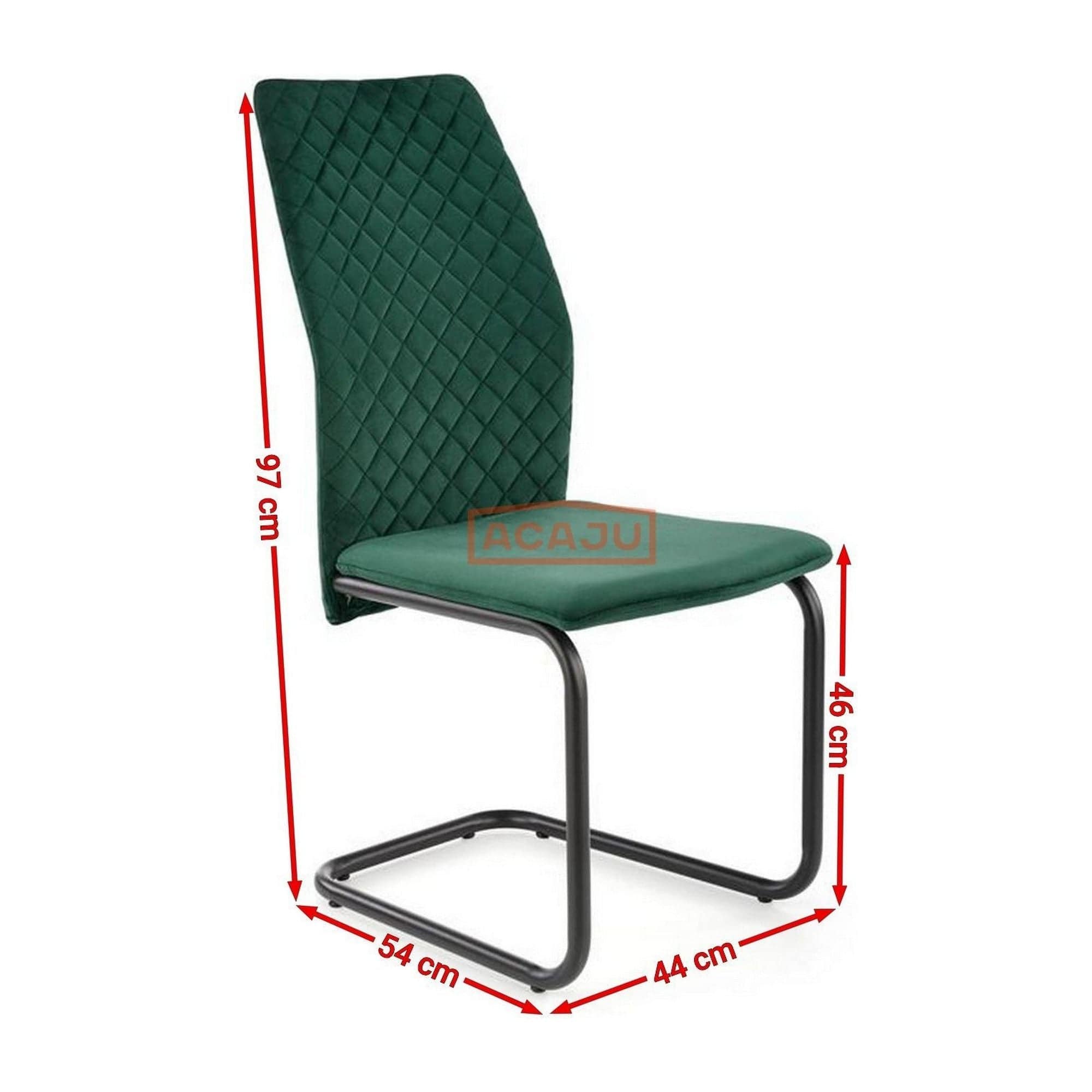 Scaun K444, verde/negru, stofa catifelata/metal, 44x54x97 cm