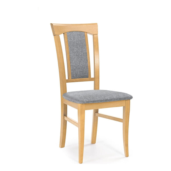 Scaun Konrad, gri/stejar honey, stofa clasica/lemn de fag, 46x57x96 cm