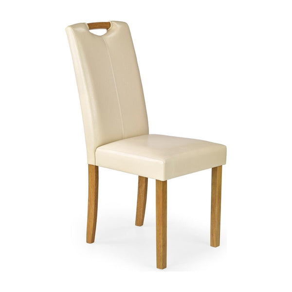 Scaun living Caro, crem/fag, piele ecologica/lemn de cauciuc, 42x58x96 cm
