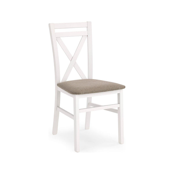 Scaun living Dariusz, bej/alb, stofa clasica/lemn, 45X43X90 CM