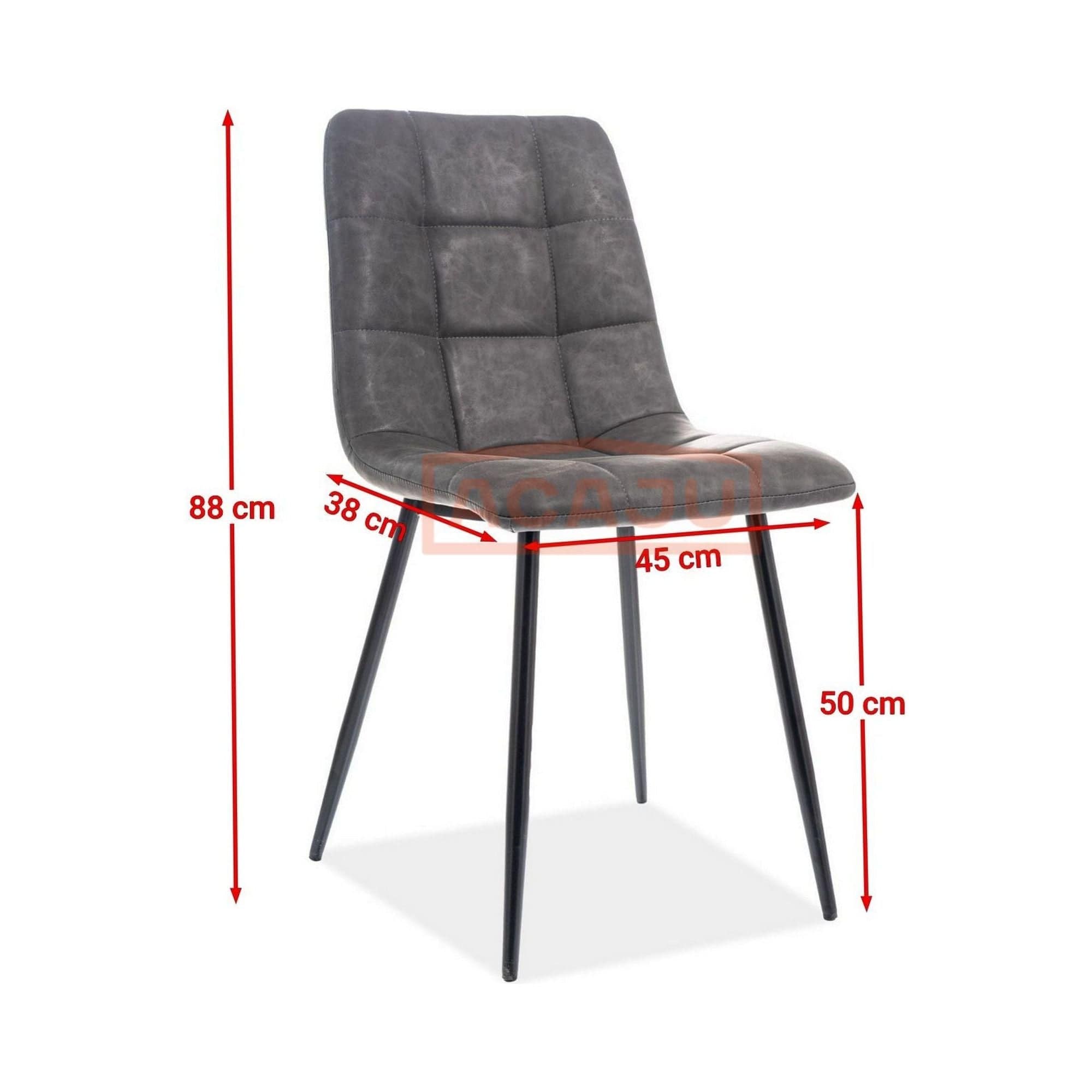 Scaun LOOK, gri/negru, piele ecologica/metal, 45x38x88 cm