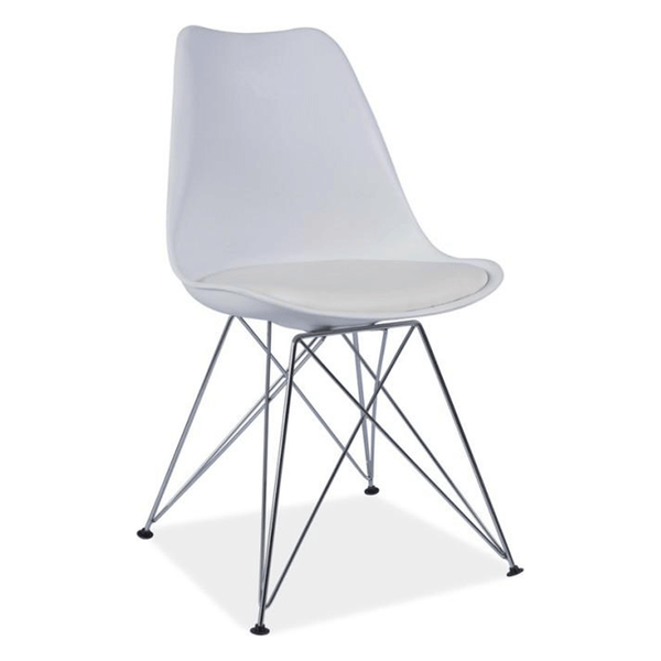 Scaun METAL 2 NEW, alb/crom, piele ecologica/plastic/metal, 48x56x83 cm