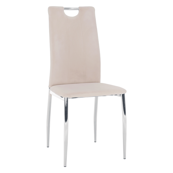 Scaun OLIVA NEW, bej/crom, stofa catifelata/metal, 42x52x97 cm