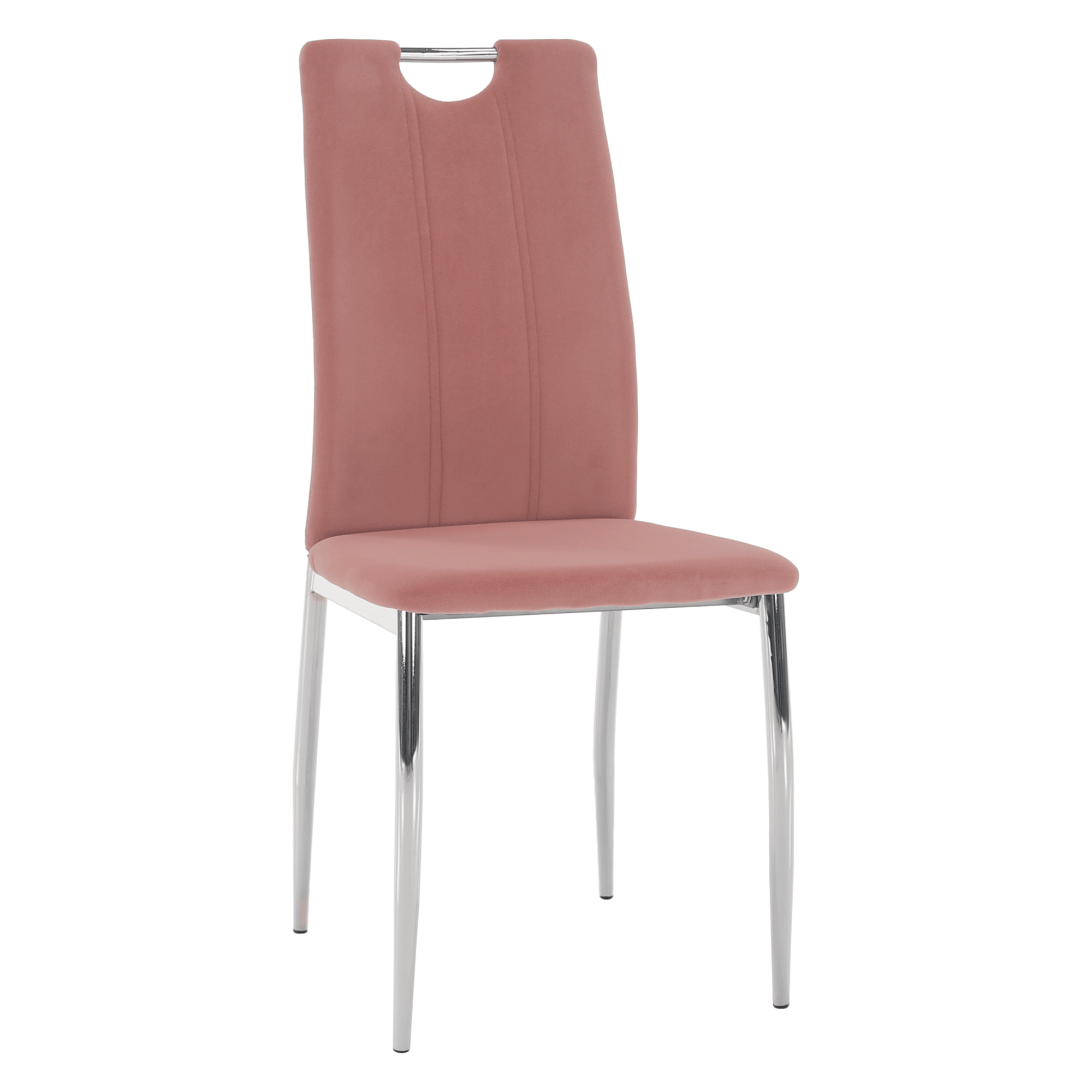 Scaun OLIVA NEW, roz/crom, tesatura catifea/metal, 42x52x97 cm