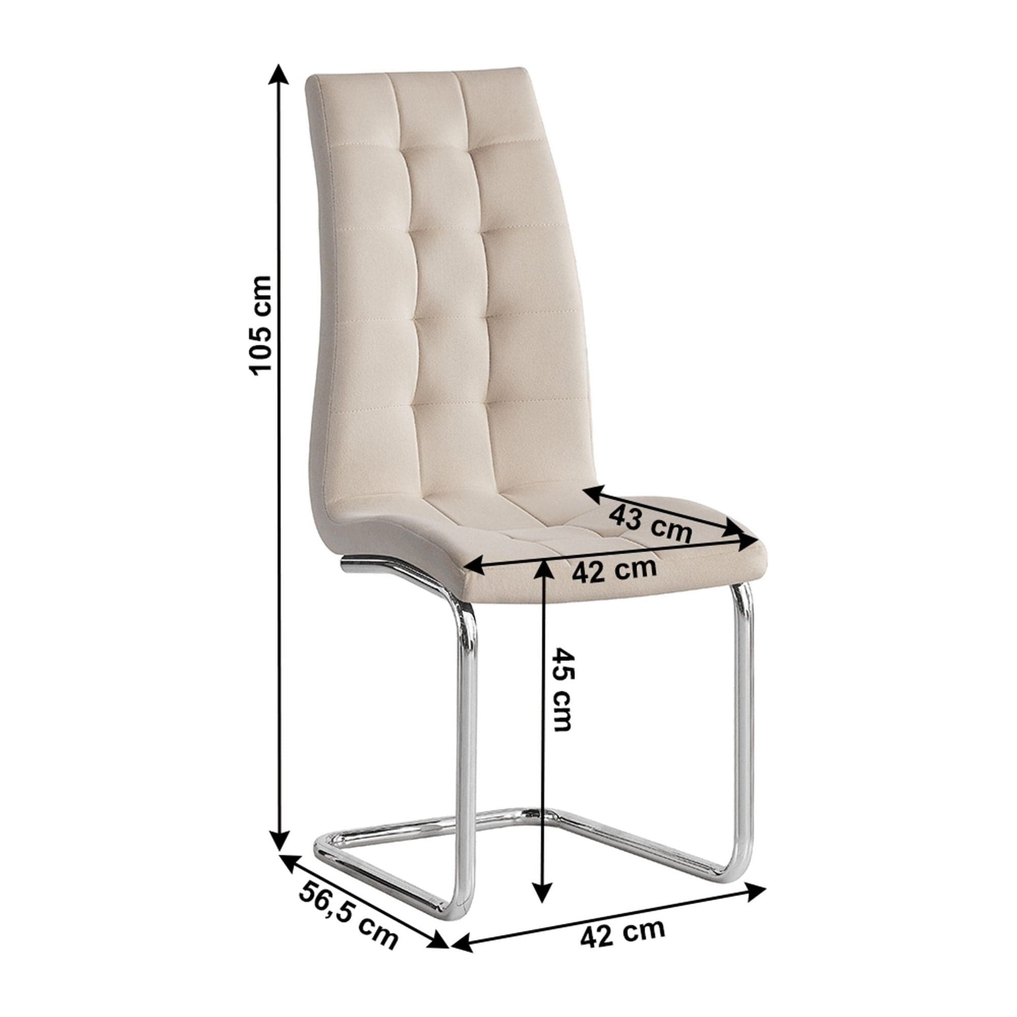 Scaun SALOMA NEW, stofa catifelata/metal, bej, 42x56,5x105 cm