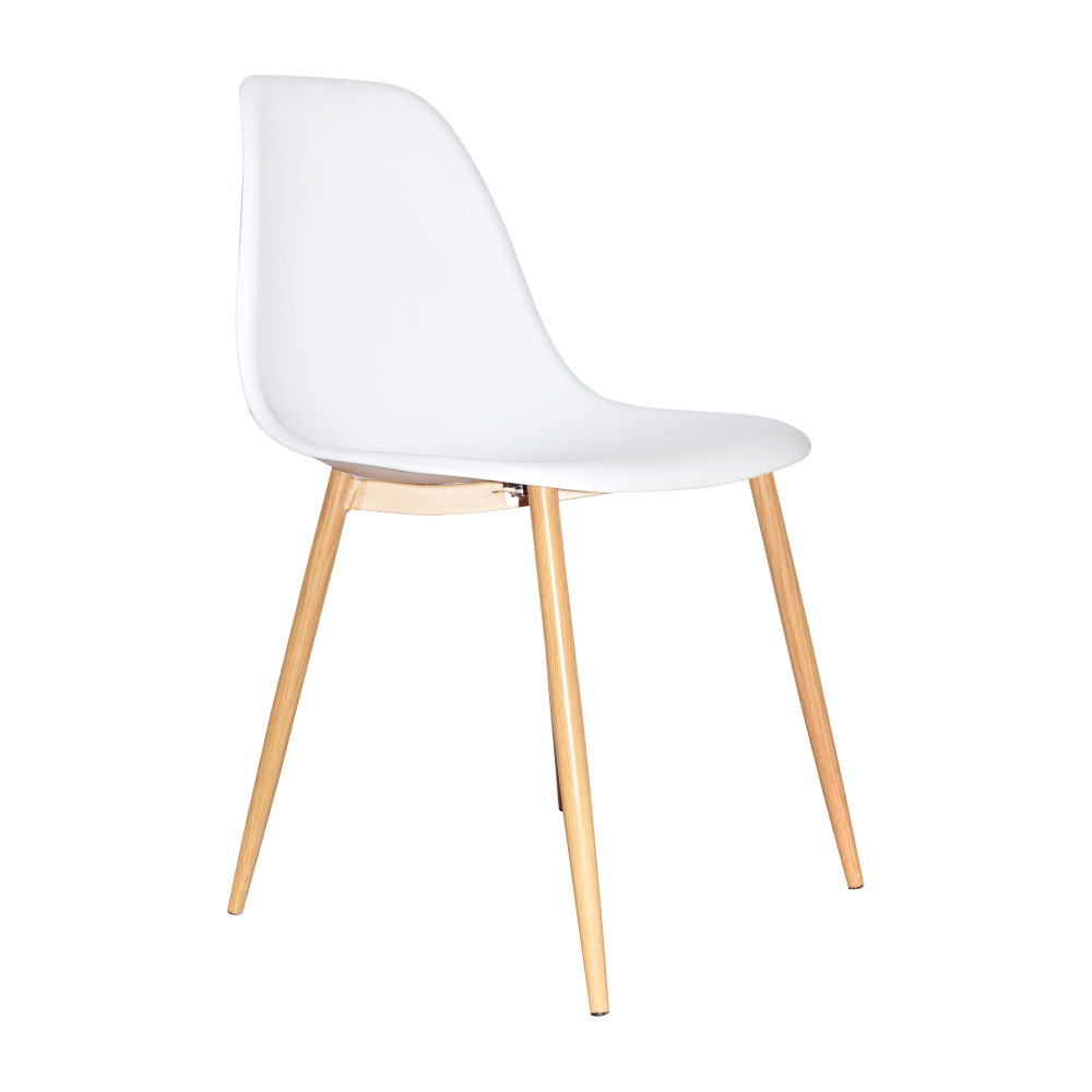 Scaun SINTIA, alb/stejar, plastic/metal, 46x53x85 cm