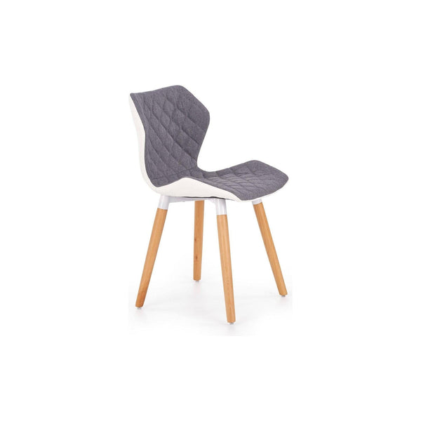 Scaun sufragerie K277, gri/alb/stejar, stofa clasica/lemn, 48x51x76 cm