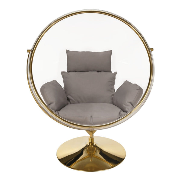 Scaun suspendat BUBBLE TIP 2, auriu/transparent/gri, otel/acril/tesatura, 106x80x135 cm