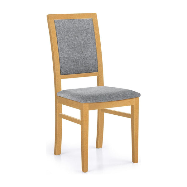 Scaun SYLWEK, gri/stejar miere, stofa clasica/lemn de fag, 43x41x96 cm