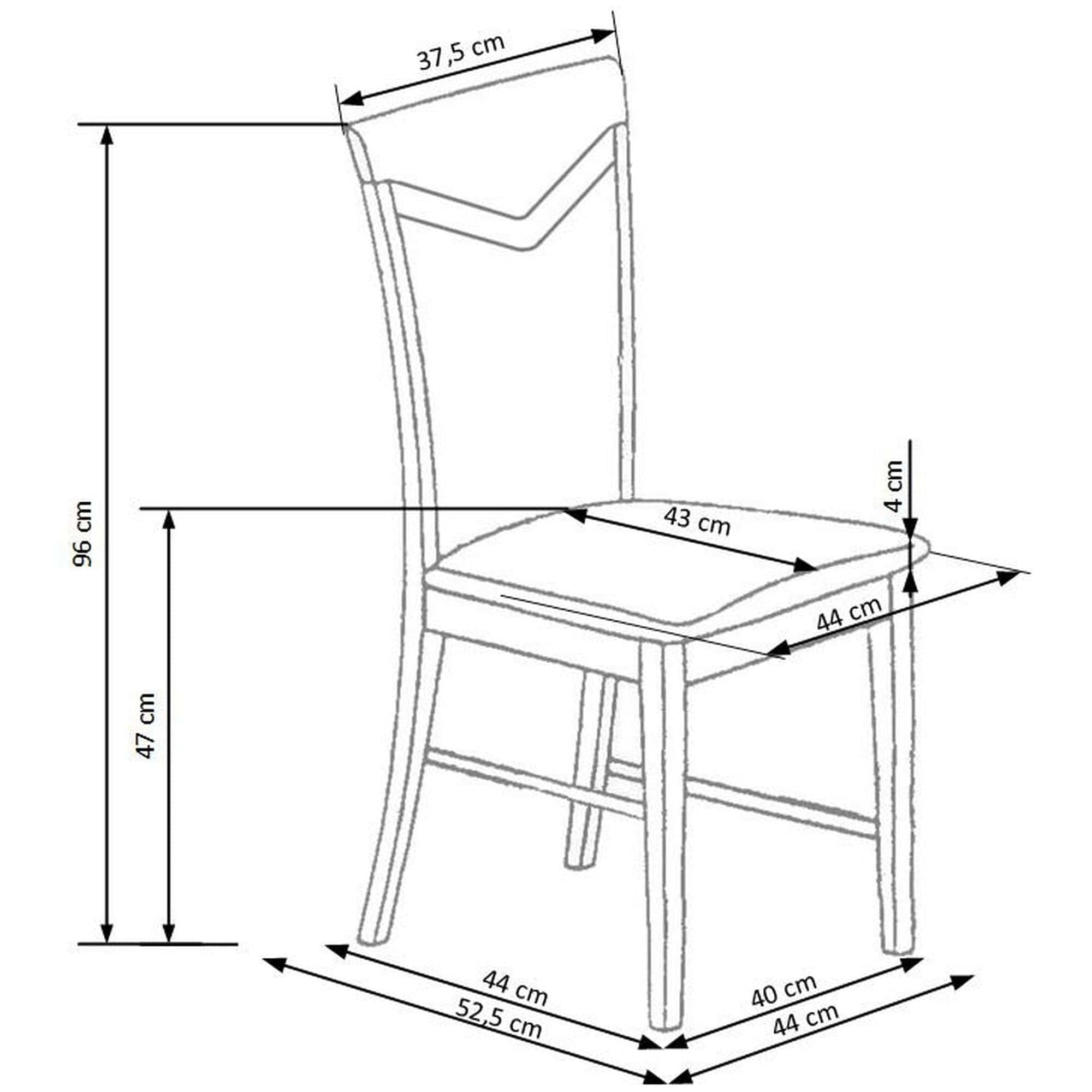 Scaun tapitat Citrone, gri/stejar sonoma, stofa clasica/lemn de fag, 44X43X96 CM