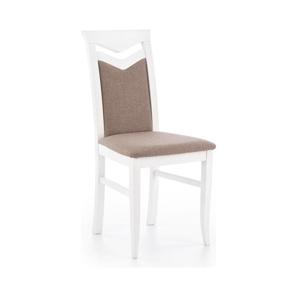 Scaun tapitat Citrone, maro/alb, stofa clasica/lemn de fag, 44X43X96 CM