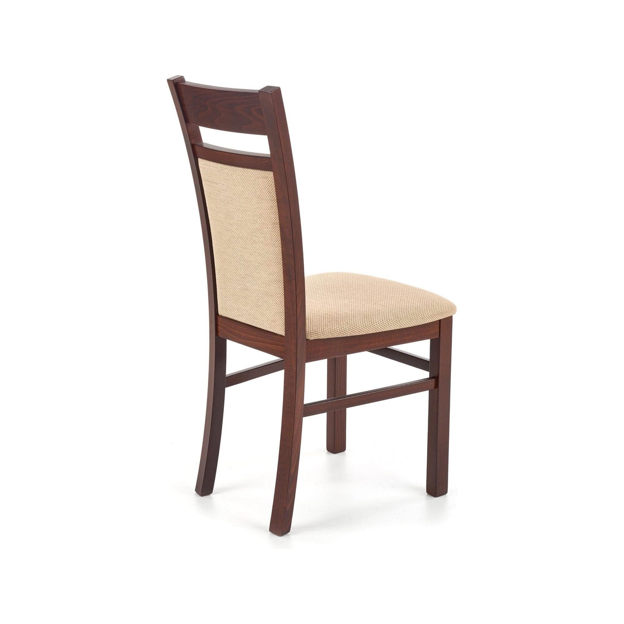 Scaun tapitat Gerard 2, bej/nuc inchis, stofa clasica/lemn de fag, 44X55X97 CM