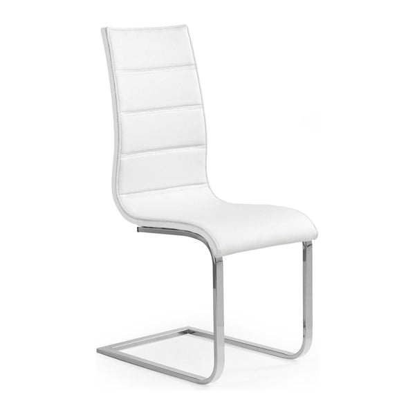 Scaun tapitat K104, alb/crom, piele ecologica/metal, 42X58X99 CM