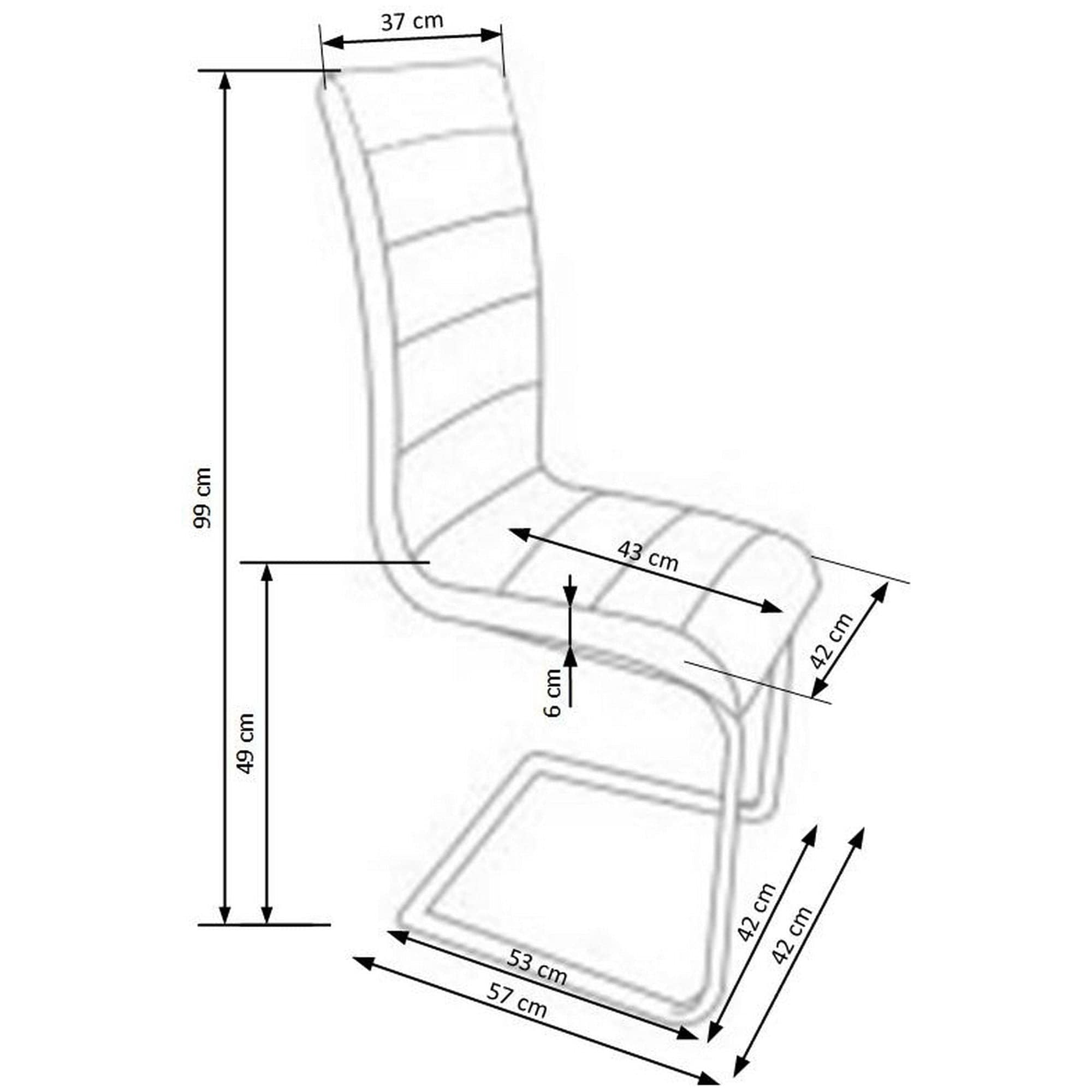 Scaun tapitat K132, alb/negru/crom, piele ecologica/metal, 42X57X99 CM