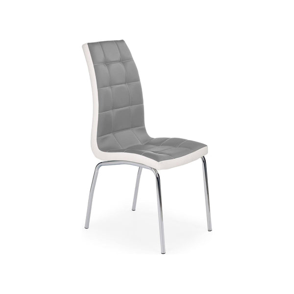 Scaun tapitat K186, gri/alb/crom, piele ecologica/metal, 42X63X100 CM
