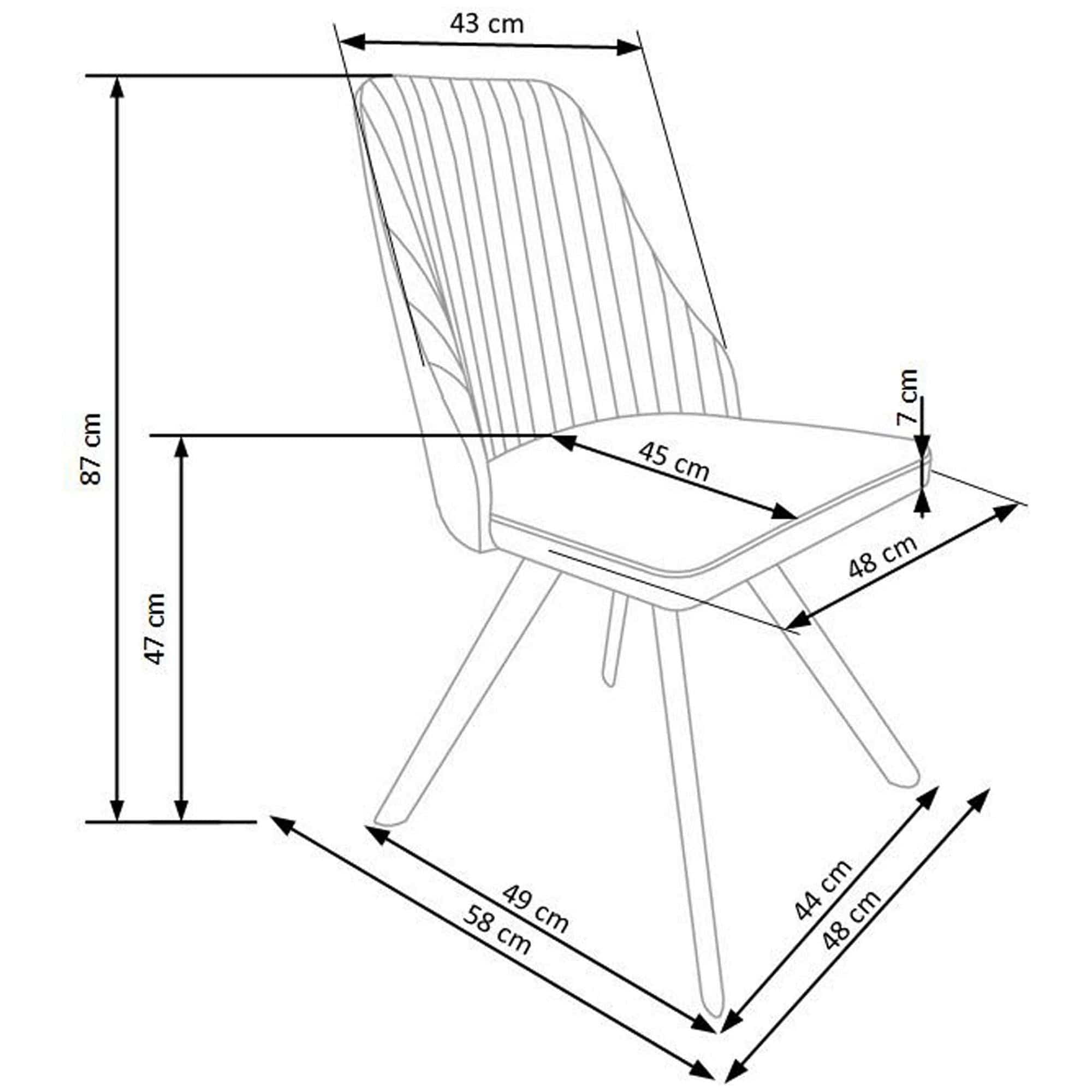 Scaun tapitat K206, alb/negru, piele ecologica/metal, 53X48X87 CM