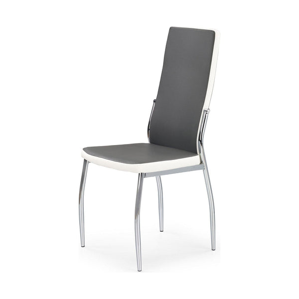 Scaun tapitat K210, gri/alb/crom, piele ecologica/metal, 43x54x101 cm