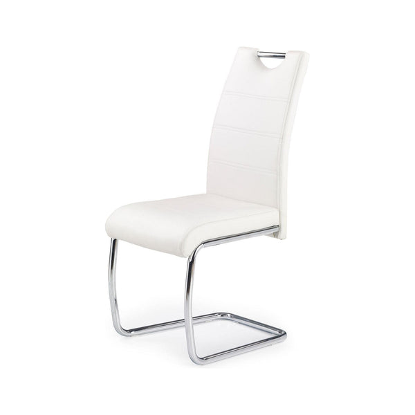 Scaun tapitat K211, alb/crom, piele ecologica/metal, 42x60x97 cm