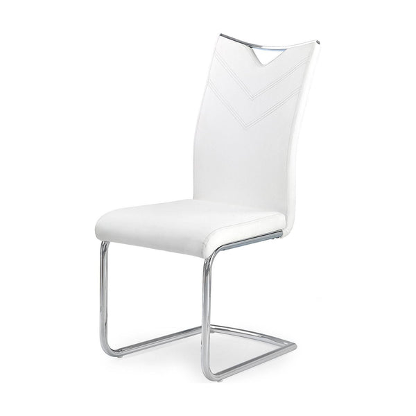 Scaun tapitat K224, alb/crom, piele ecologica/metal, 44X54X100 CM