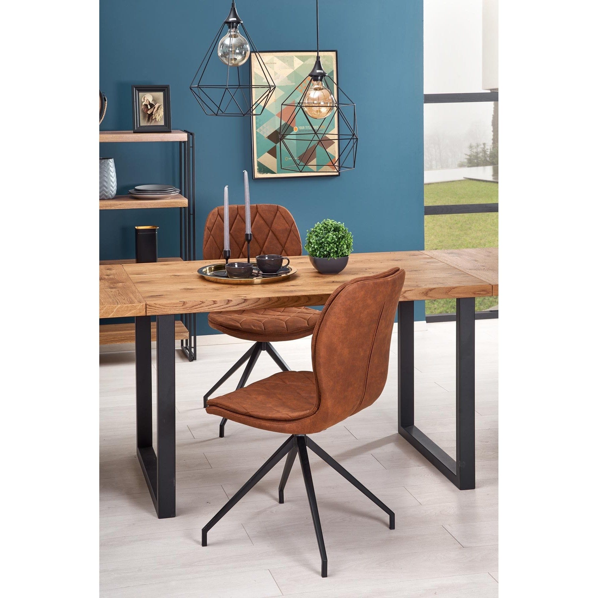 Scaun tapitat K237, maro, piele ecologica, 49X62X90 cm