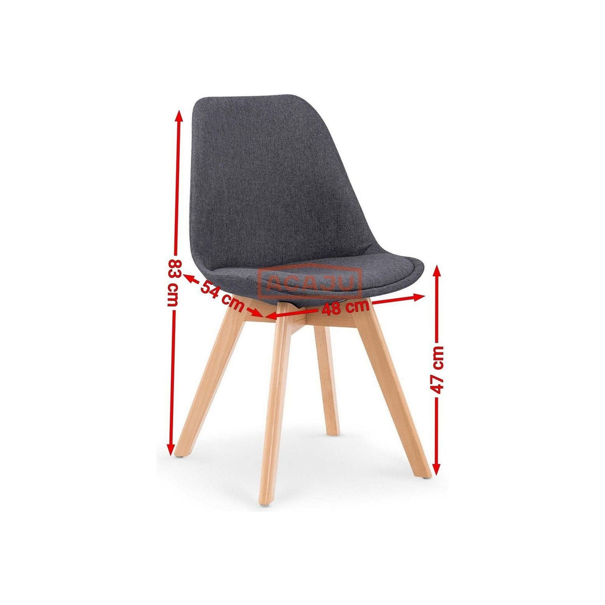 Scaun tapitat K303, gri inchis/negru, stofa/lemn, 48X54X83 CM