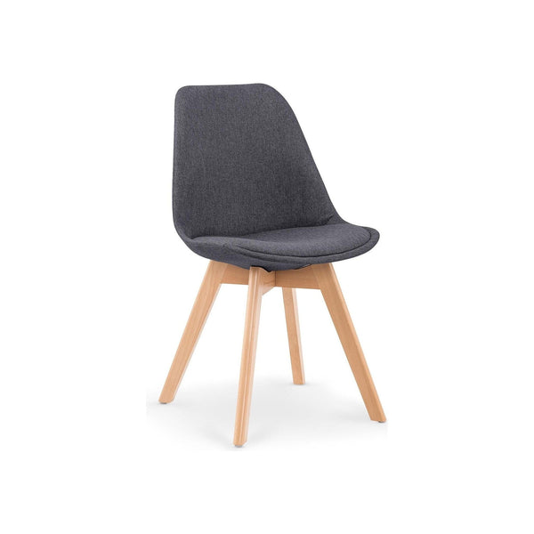 Scaun tapitat K303, gri inchis/negru, stofa/lemn, 48X54X83 CM