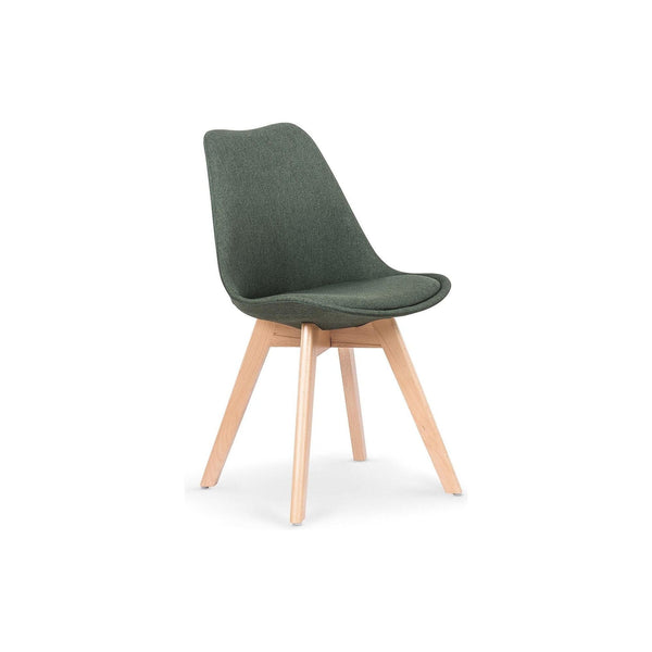 Scaun tapitat K303, verde inchis/stejar, stofa/lemn, 48X54X83 CM