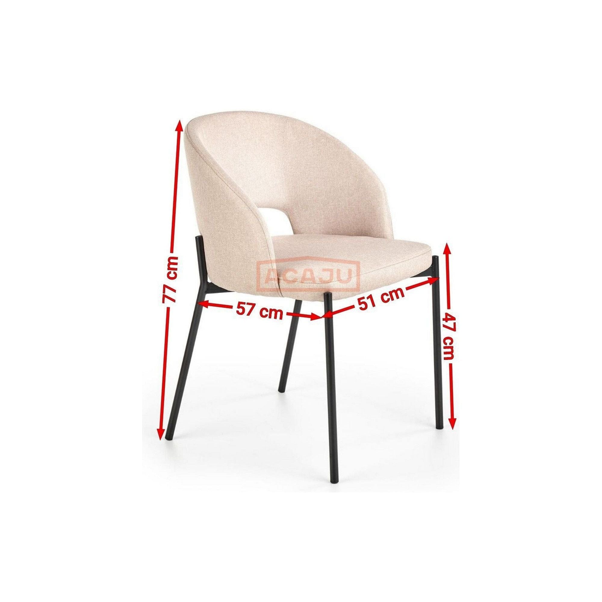 Scaun tapitat K373, bej/negru, stofa clasica/metal, 51x57x77 cm