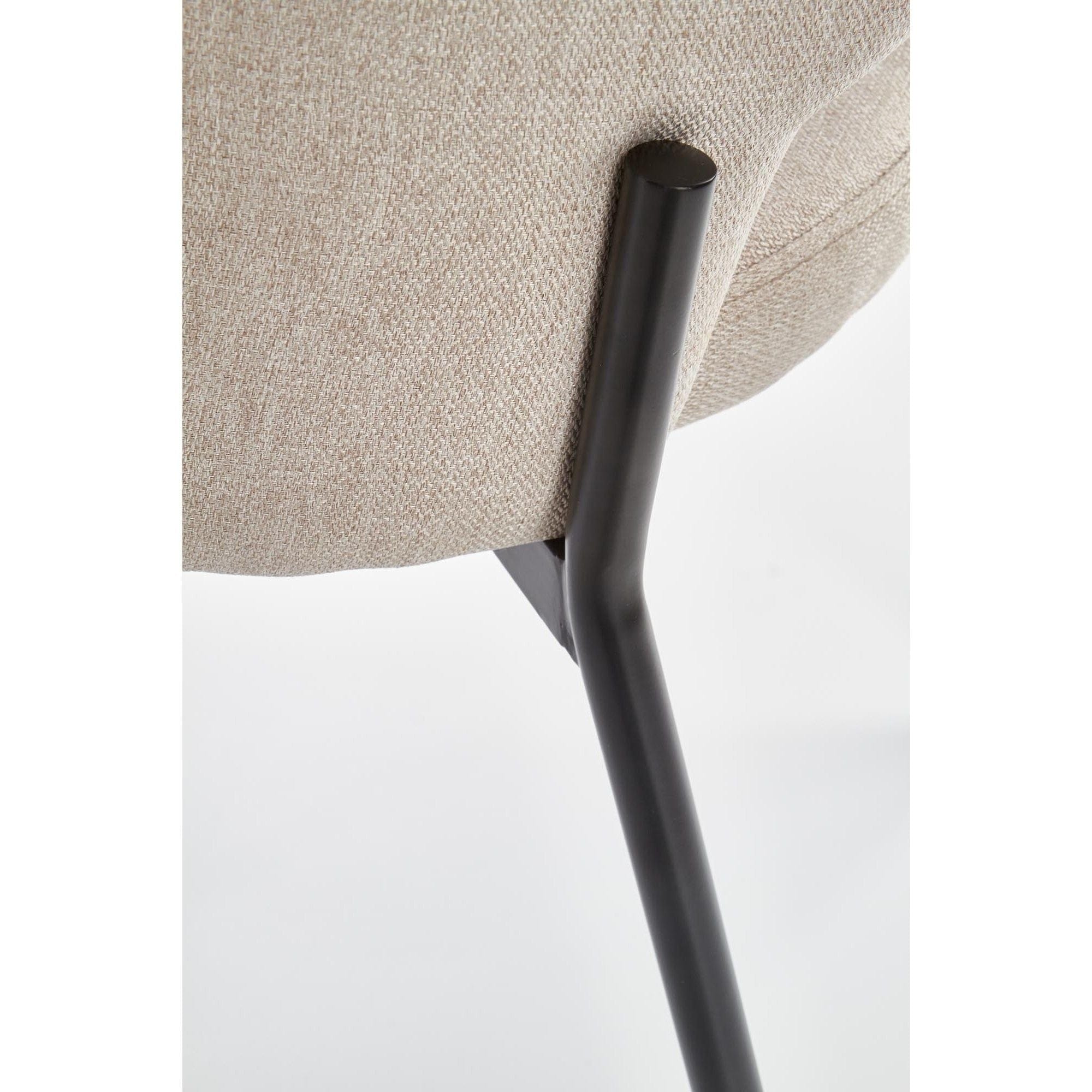 Scaun tapitat K373, bej/negru, stofa clasica/metal, 51x57x77 cm
