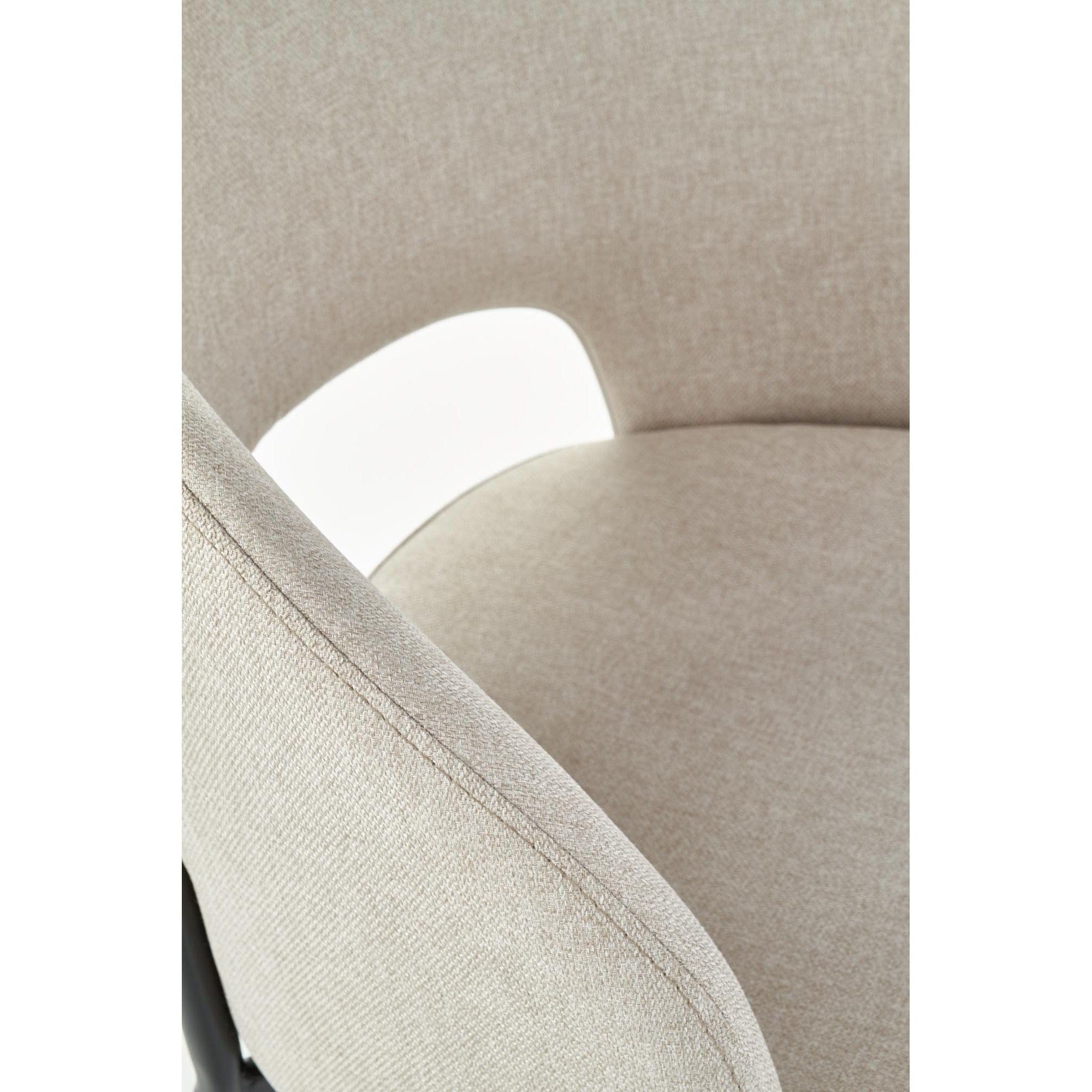 Scaun tapitat K373, bej/negru, stofa clasica/metal, 51x57x77 cm
