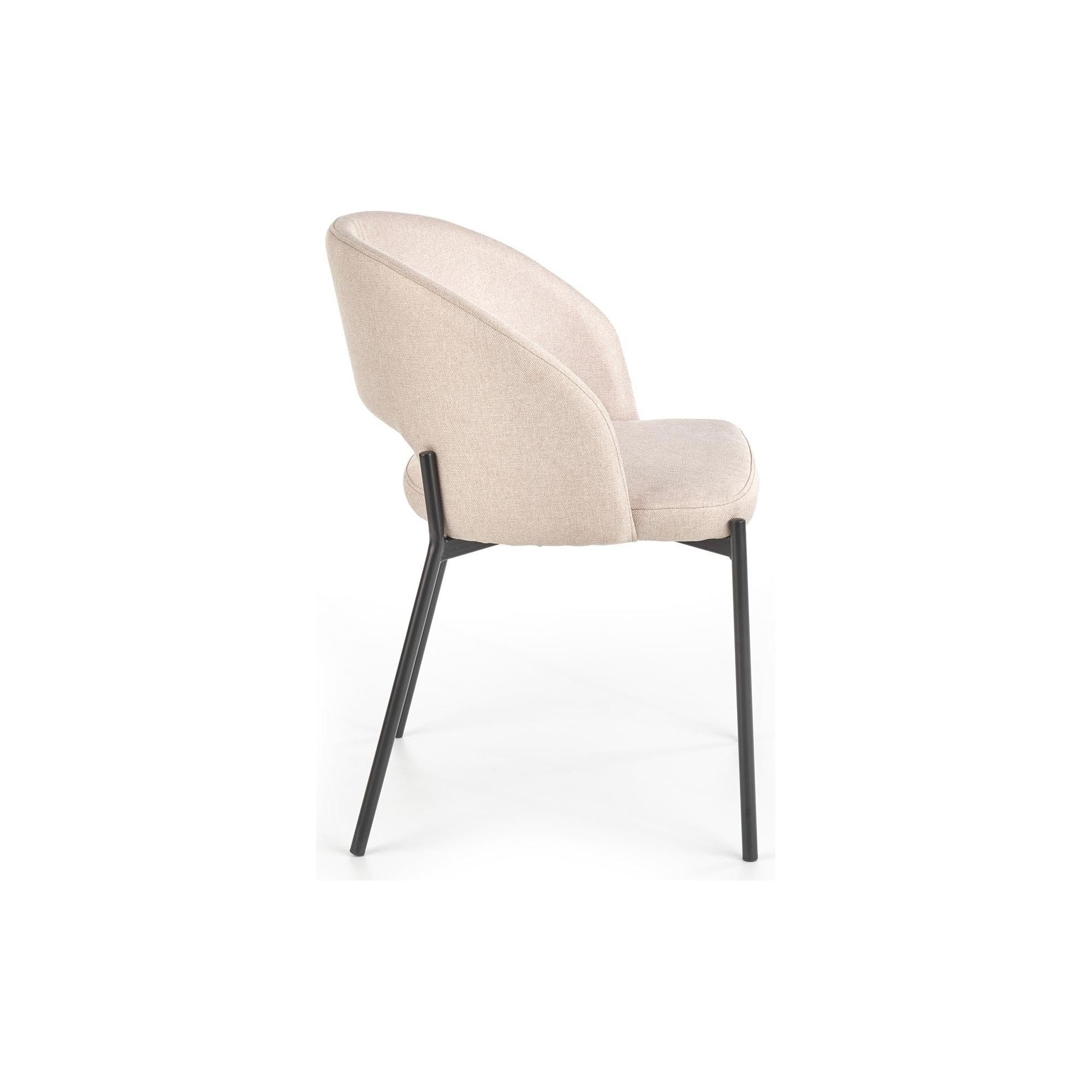 Scaun tapitat K373, bej/negru, stofa clasica/metal, 51x57x77 cm