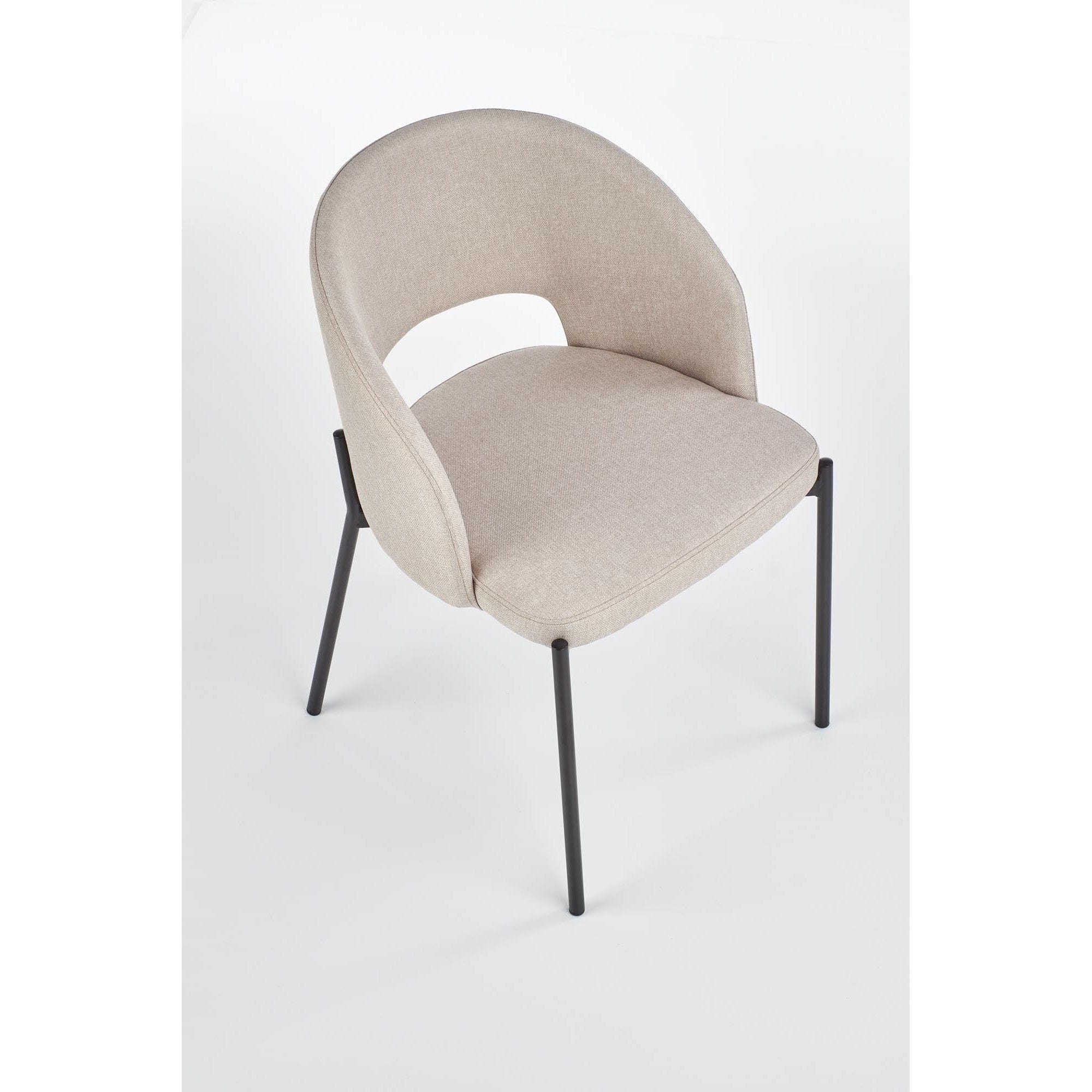 Scaun tapitat K373, bej/negru, stofa clasica/metal, 51x57x77 cm