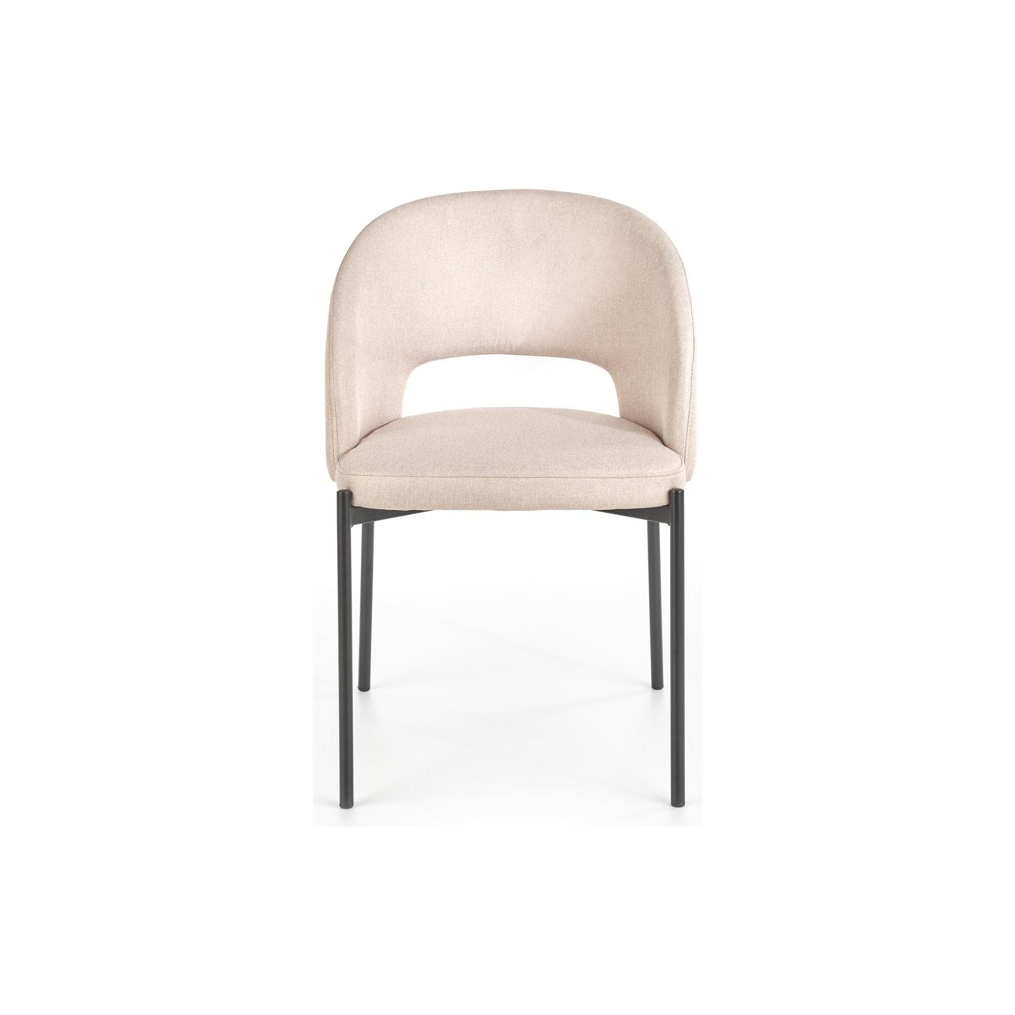 Scaun tapitat K373, bej/negru, stofa clasica/metal, 51x57x77 cm