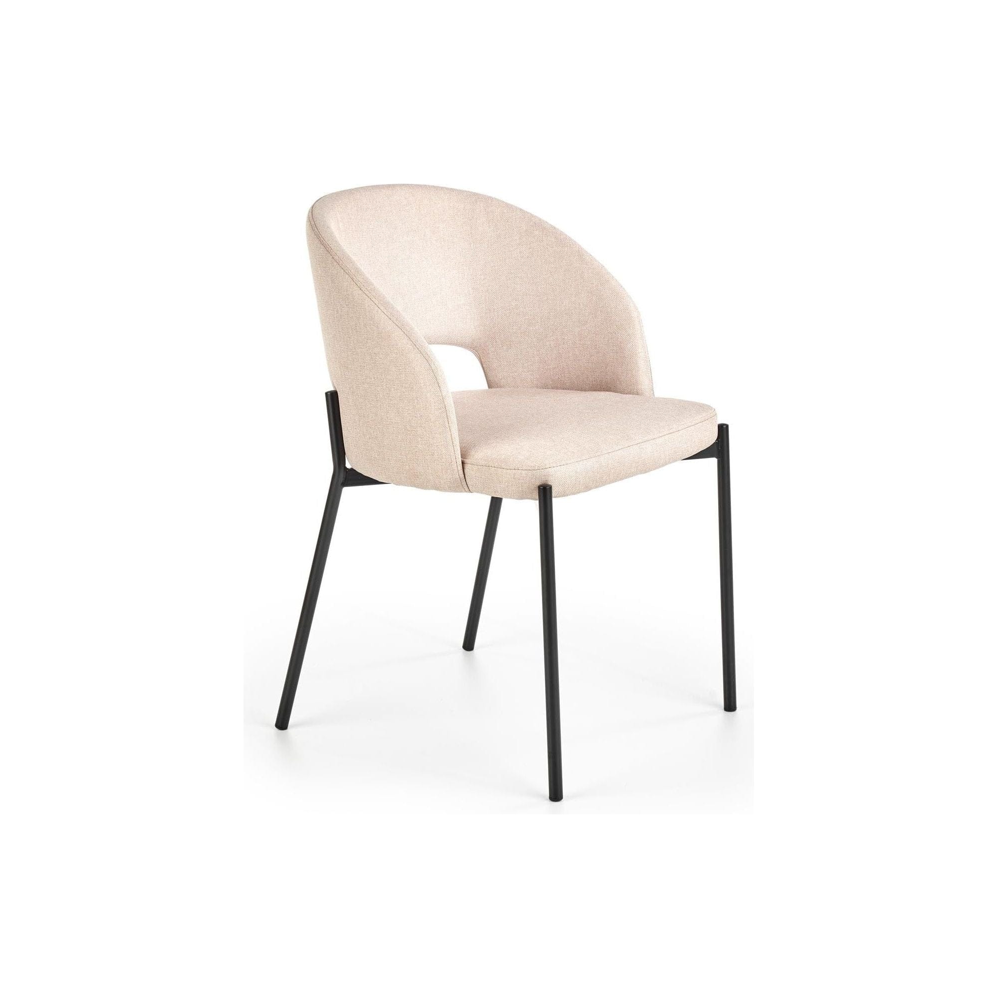 Scaun tapitat K373, bej/negru, stofa clasica/metal, 51x57x77 cm