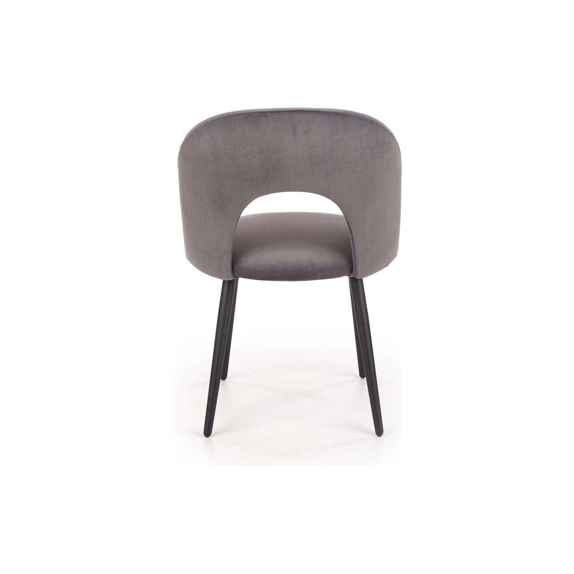 Scaun tapitat K384, gri/negru, stofa catifelata/metal, 54x57x84 cm