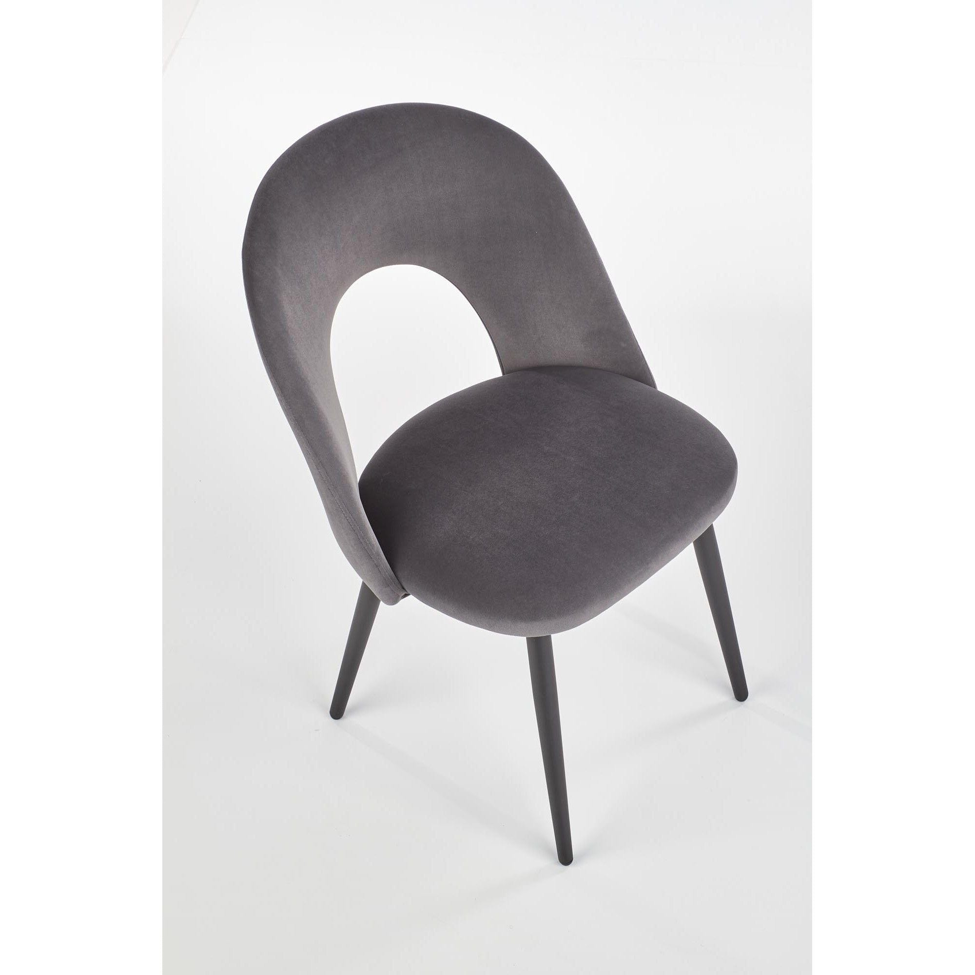Scaun tapitat K384, gri/negru, stofa catifelata/metal, 54x57x84 cm