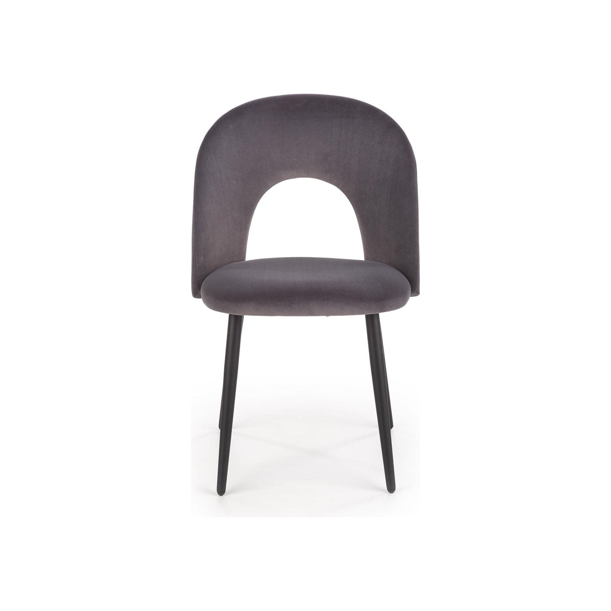 Scaun tapitat K384, gri/negru, stofa catifelata/metal, 54x57x84 cm