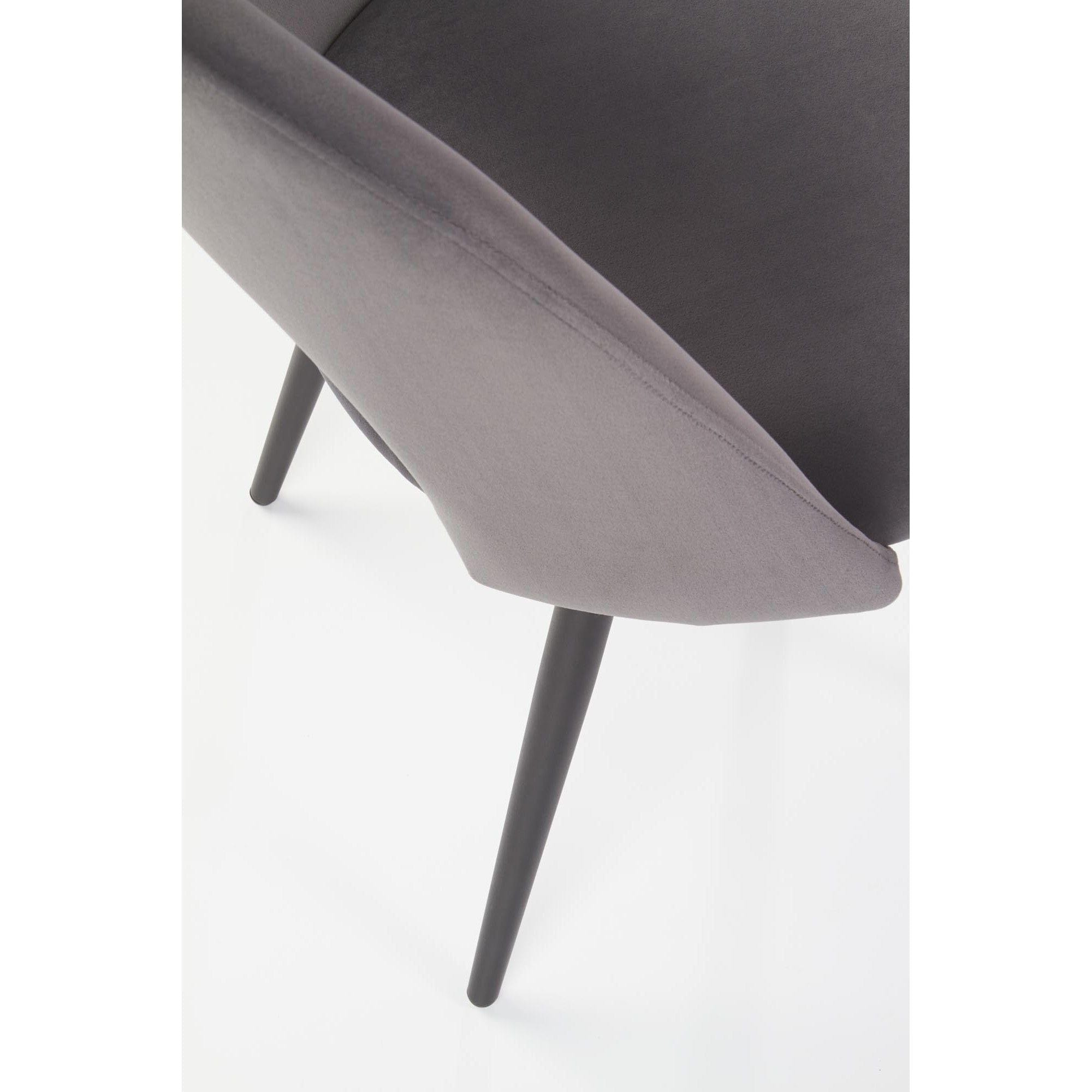 Scaun tapitat K384, gri/negru, stofa catifelata/metal, 54x57x84 cm